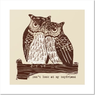Don't look at my boyfriend - owls Posters and Art